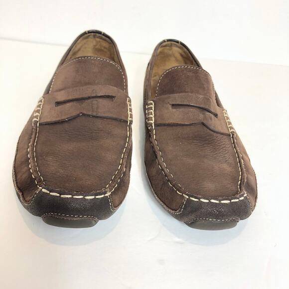 COLE HAAN - Men's Brown Leather Wyatt Penny Drivers Bracken Loafers - 9M - Picture 5 of 7